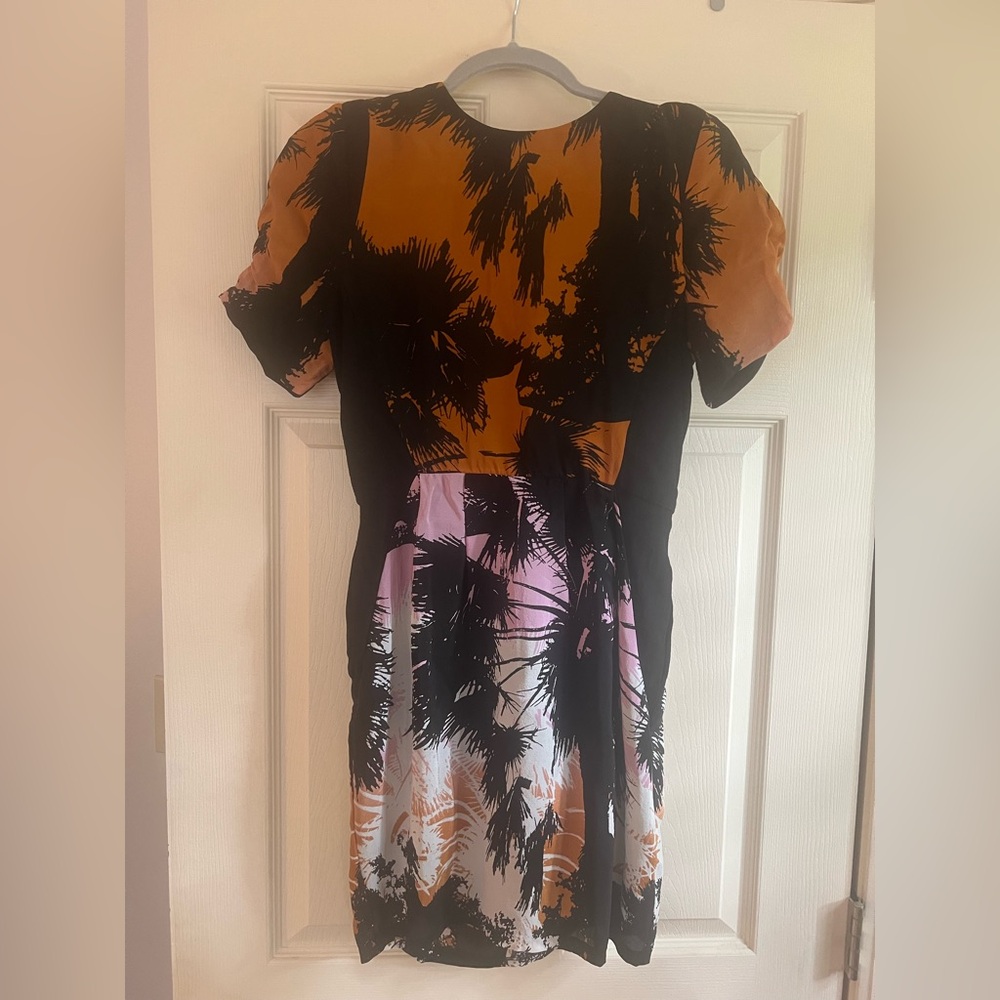 Line & Dot Orange,pink and Black  Dress
